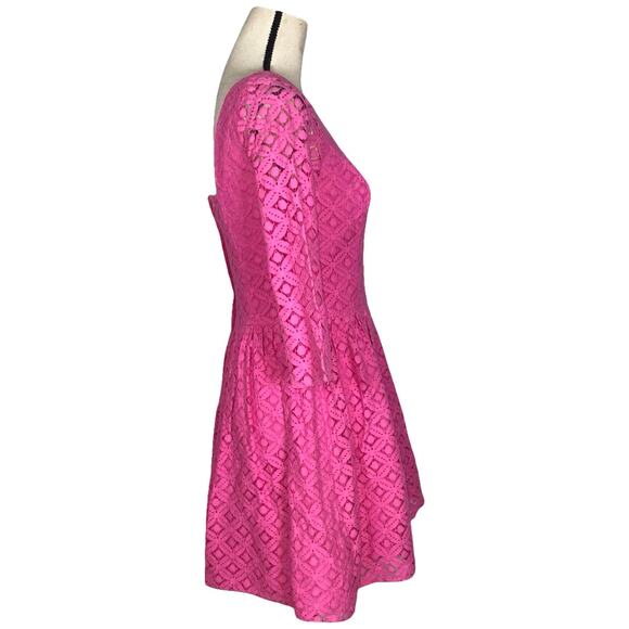 Lilly Pulitzer LORI Pink Lace Fit & Flare Mini Dress Size: 4 - Picture 3 of 5
